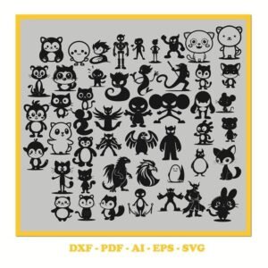 Unique character Bundle 001? SVG Cutting File with Swashes (svg, pdf, DXF, EPS. ai Formats)