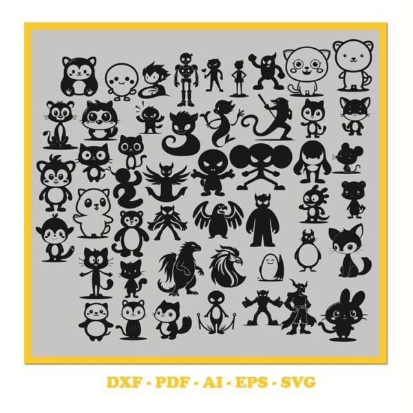 Unique character Bundle 001? SVG Cutting File with Swashes (svg, pdf, DXF, EPS. ai Formats)