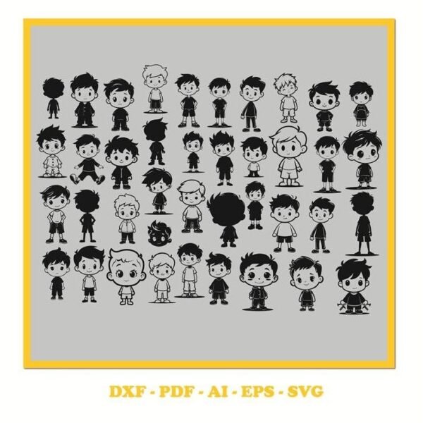 little boy Design Bundle ? SVG Cutting File with Swashes (svg, pdf, DXF, EPS. ai Formats)