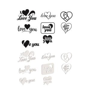 Love You Heart Design Bundle SVG Cutting File with Swashes (svg, pdf, DXF, EPS Formats)
