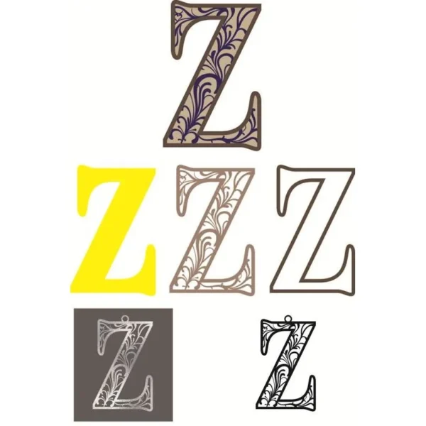 Z - Necklace and cnc layer Floral Alphabet SVG, Laser Cutting, 3D Wall Art, Spring Flowers, DIY Crafts, Home D?cor, Alphabet SVG