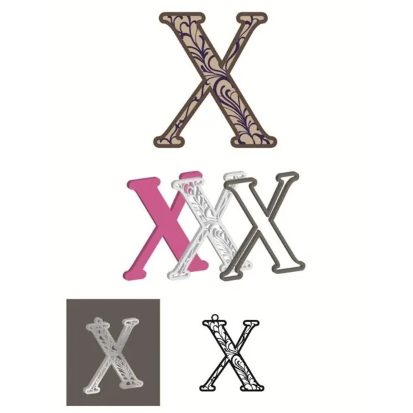 X - Necklace and cnc layer Floral Alphabet SVG, Laser Cutting, 3D Wall Art, Spring Flowers, DIY Crafts, Home D?cor, Alphabet SVG