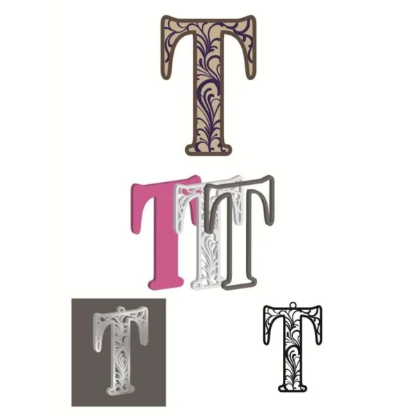 T - Necklace and cnc layer Floral Alphabet SVG, Laser Cutting, 3D Wall Art, Spring Flowers, DIY Crafts, Home D?cor, Alphabet SVG