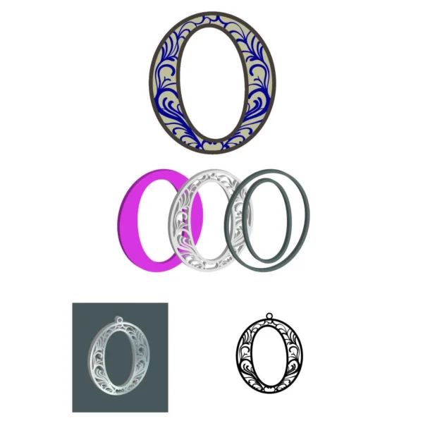 O - Necklace and cnc layer Floral Alphabet SVG, Laser Cutting, 3D Wall Art, Spring Flowers, DIY Crafts, Home D?cor, Alphabet SVG