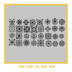 Floral Ornament Bundle 001 ? SVG Cutting File with Swashes (svg, pdf, DXF, EPS. ai Formats)