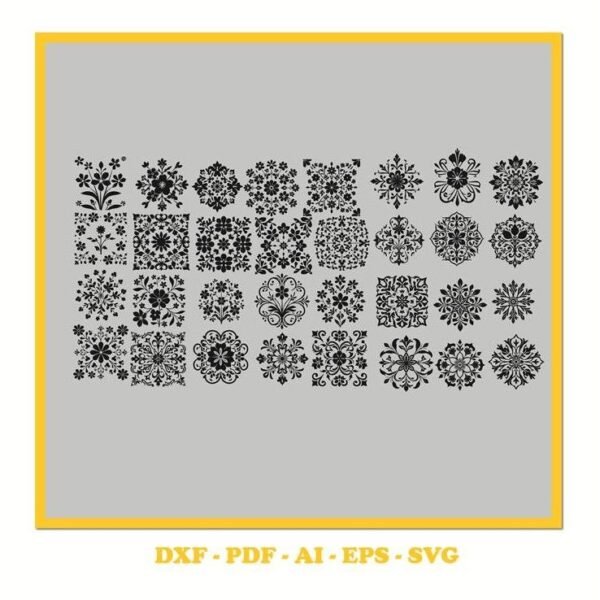 Floral Ornament Bundle 001 ? SVG Cutting File with Swashes (svg, pdf, DXF, EPS. ai Formats)
