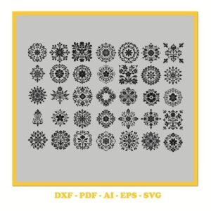 Floral Ornament Bundle 002 ? SVG Cutting File with Swashes (svg, pdf, DXF, EPS. ai Formats)
