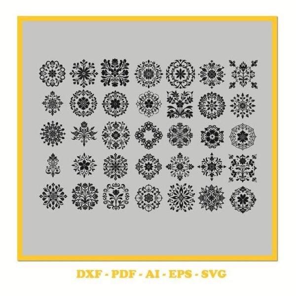 Floral Ornament Bundle 002 ? SVG Cutting File with Swashes (svg, pdf, DXF, EPS. ai Formats)