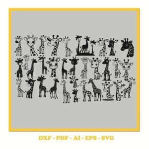 Giraffe Design Bundle ? SVG Cutting File with Swashes (svg, pdf, DXF, EPS. ai Formats)002