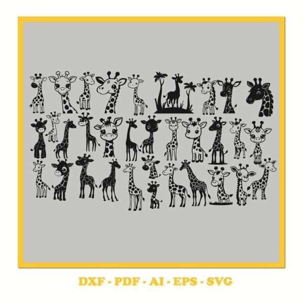 Giraffe Design Bundle ? SVG Cutting File with Swashes (svg, pdf, DXF, EPS. ai Formats)002