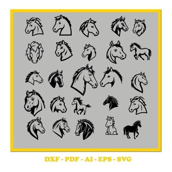Horse Design Bundle ? SVG Cutting File with Swashes (svg, pdf, DXF, EPS. ai Formats)